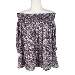 Loft Purple & White Floral Off The Shoulder Top Size M
